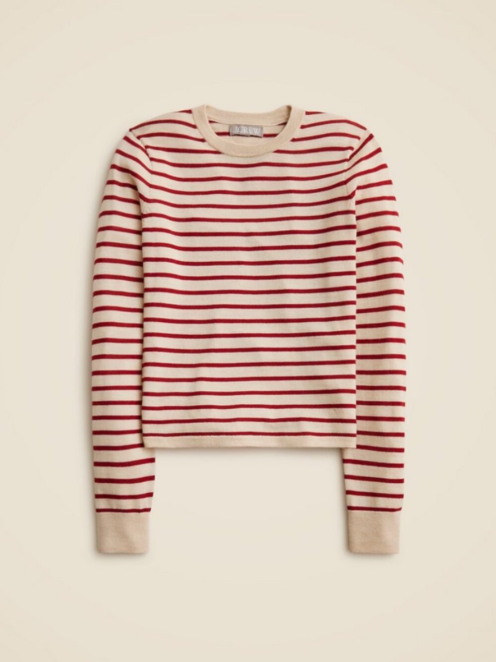 J. Crew Carolyn Fitted Crewneck Sweater Striped Merino Wool CG798 - Large